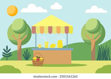 Lemonade stand with fresh homemade lemonade for sale