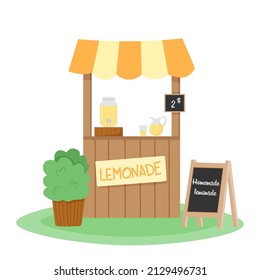 Lemonade stand. Summer cold drinks. Sale of lemonade. Startup business