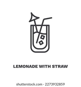 lemonade with straw icon. Thin line lemonade with straw icon from restaurant collection. Outline vector isolated on white background. Editable lemonade with straw symbol can be used web and mobile