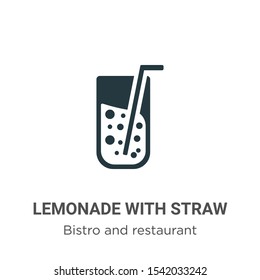 Lemonade with straw vector icon on white background. Flat vector lemonade with straw icon symbol sign from modern bistro and restaurant collection for mobile concept and web apps design.