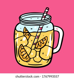 Lemonade summer drink or cocktail. Colorful vector illustration.