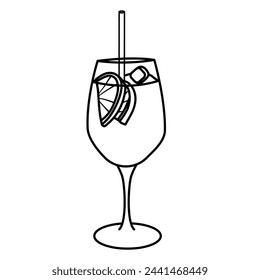 lemonade summer drink vector line art outline illustration