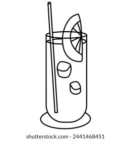 Limonade Sommergetränk Vektor Linie Kunst Umriss Illustration