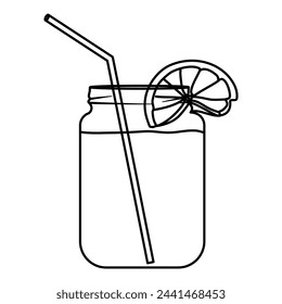 Limonade Sommergetränk Vektor Linie Kunst Umriss Illustration