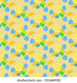 Lemonade. Summer pattern with pieces of exotic fruits