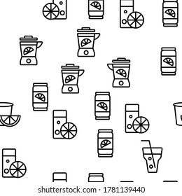 Lemonade leckere Drink Vektor Nahtlose Muster Thin Line Illustration