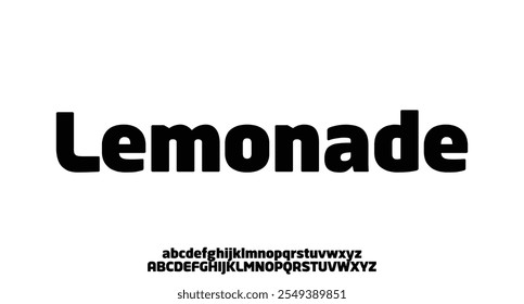 Limonada, Tech bold font, alfabeto digital, letras de moda de Latina de la A a la Z y números árabes de 0 a 9 para usted ui ux diseños, Ilustración vectorial 10EPS
