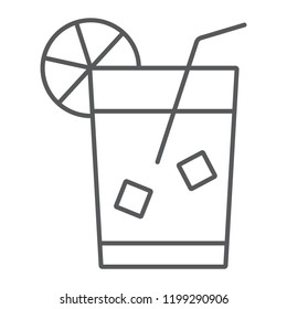 Lemonade thin line icon, beverage and drink, juice sign, vector graphics, a linear pattern on a white background, eps 10.