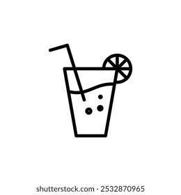 Lemonade thin liner vector icon.