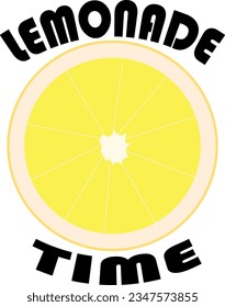 Lemonade time - lettering with lemon label. Vector illustration isolated