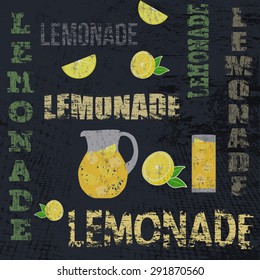 Lemonade typographic poster design on grunge scratched background, vector illustration