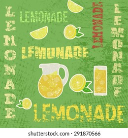 Lemonade typographic poster design on grunge scratched background, vector illustration