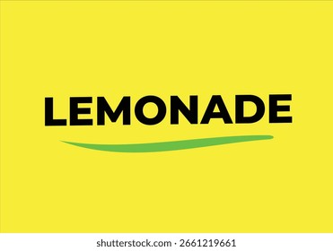 LEMONADE Tipografia no fundo amarelo - Refrescante Design de Bebida de Verão