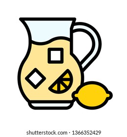 Lemonade vector, Beverage filled style icon editable stroke