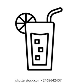 Lemonade Vector Line Icon Design