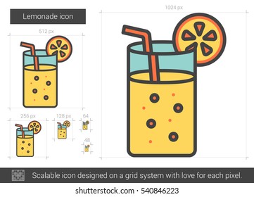 Lemonade vector line icon isolated on white background. Lemonade line icon for infographic, website or app. Scalable icon designed on a grid system.