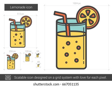 Lemonade vector line icon isolated on white background. Lemonade line icon for infographic, website or app. Scalable icon designed on a grid system.