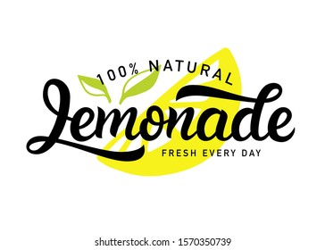 Lemonade vector logo badge. Fresh drink calligraphy logotype. Hand written modern lettering for cafe, menu. Vintage retro style.
