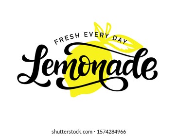 Lemonade vector logo badge, modern calligraphy logotype. Fresh every day. Hand written lettering for cafe, menu. Vintage retro style.