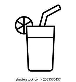 Lemonade Vector Outline Icon Isolated On White Background
