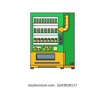 Lemonade Vending Machine Illustration Icon with Flat Illustration Style, Suitable for Use in Various Design Needs Such as Templates, Posters, Web, Social Media, Banners, Flyers and others.