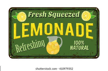 Lemonade vintage rusty metal sign on a white background, vector illustration