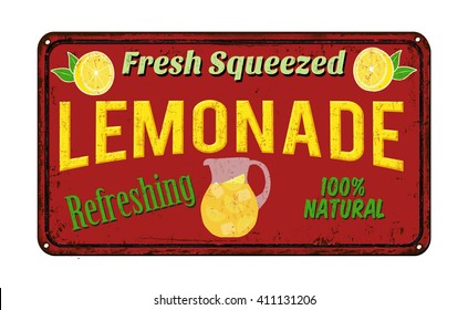 Lemonade vintage rusty metal sign on a white background, vector illustration