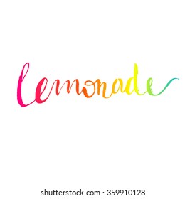 Lemonade watercolor lettering. Vector calligraphy for you design.