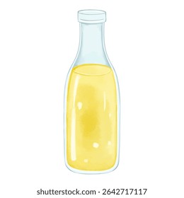 lemonade. Watercolor summer drink in a bottle. Holiday party coctail. Summertime element.
