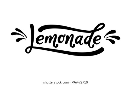 Lemonade word lettering. Black text on white background. Summer fresh drink. Modern calligraphy. Vector illustration.