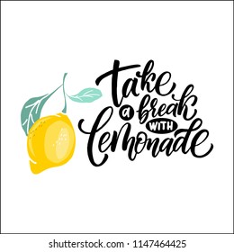 Lemonade word lettering. Modern calligraphy. Vector illustration. Hand written logos, labels, element for natural products,poster, card, quote, print, packaging, badges