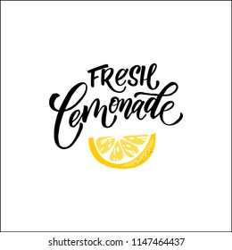 Lemonade word lettering. Modern calligraphy. Vector illustration. Hand written logos, labels, element for natural products,poster, card, quote, print, packaging, badges