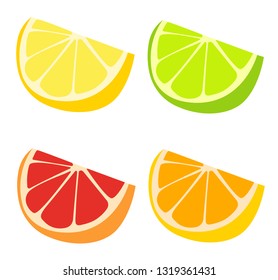 Lemone, lime, orange flat icon. Citrus set vector