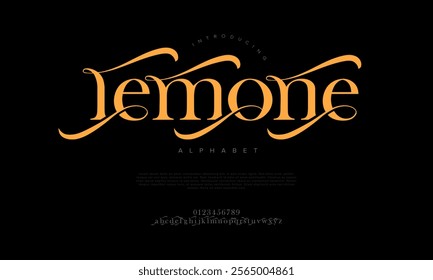 Lemone typography beauty fashion elegant minimalist serif italic fonts decorative wedding vintage retro logos. Minimal luxury font alphabet logo. Vector illustration