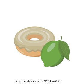 Lemon-flavored donut isolated on white background, delicious dessert, sweet icing