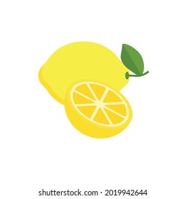 Lemon,Fresh Lemon fruits isolated,Cartoon style. On a white background Vector illustration