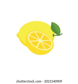 Lemon,Fresh Lemon fruits isolated,Cartoon style. On a white background Vector illustration