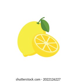 Lemon,Fresh Lemon fruits isolated,Cartoon style. On a white background Vector illustration