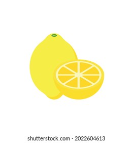 Lemon,Fresh Lemon fruits isolated,Cartoon style. On a white background Vector illustration