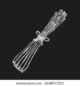 Lemongrass herb outline sketch in botanical style. Engraved drawing for cooking, spa, medicinal tea, and garden beauty. Hand-drawn vector floral clipart