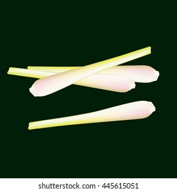 Lemongrass on black background