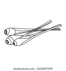 Lemongrass stalk three branches icon. Sliced lemongrass stalk, for Thai soup, seasoning. Or cosmetics.