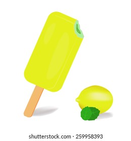 lemon-mint ice cream, Vector Illustration