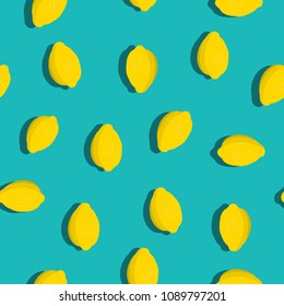 Lemons background. Hand drawn citrus pattern Vector illustration.