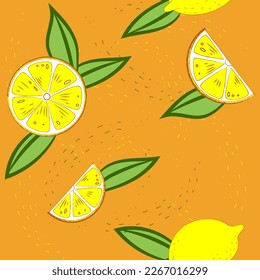 Lemons background. Seamless pattern. Suitable for textile, gift paper, banner, poster. Vector illustration EPS10