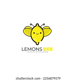 lemons bee logo design colorful 