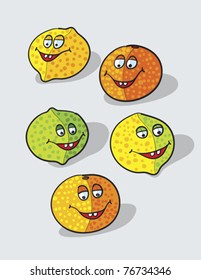 lemons cartoon, abstract vector art illustration