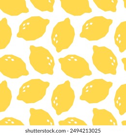 Lemons cartoon seamless pattern isolated on white background. Lemons geometric print for fabric, paper, design.