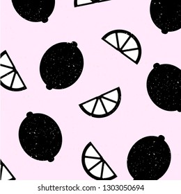 Lemons citrus fruits print pattern