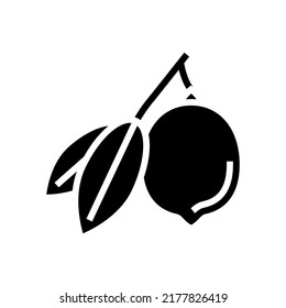 lemons citrus with leaf glyph icon vector. lemons citrus with leaf sign. isolated contour symbol black illustration